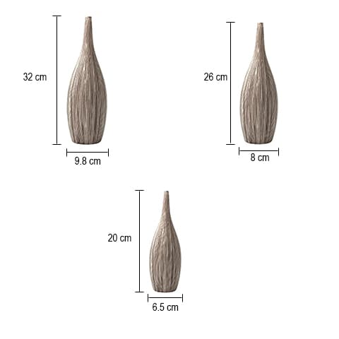 Vase classique rayé élancé forme bouteille en Céramique dimensions tailles S, M et L.