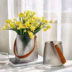 Vase Coloré avec Anse Imitation Cuir - Vignette | Vase Cute