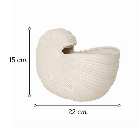 Vase Coquillage blanc en Céramique dimensions.