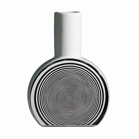 Vase créatif ligne géométrique effet hypnotique en Céramique style Rond.