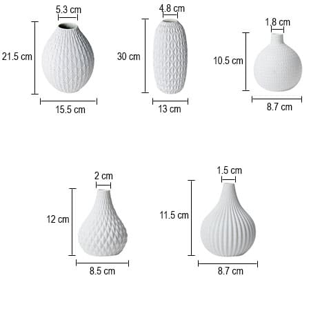 Vase créatif moderne à motifs blancs en Céramique dimensions de tous les modèles.