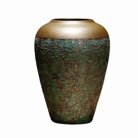 Vase de table Zen effet peau de reptile en Céramique Style B sur fond blanc.