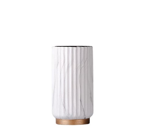 Vase moderne motif marbre en Céramique Blanc modèle Moyen présentation.