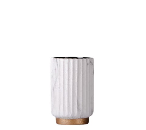 Vase moderne motif marbre en Céramique Blanc modèle Petit présentation.