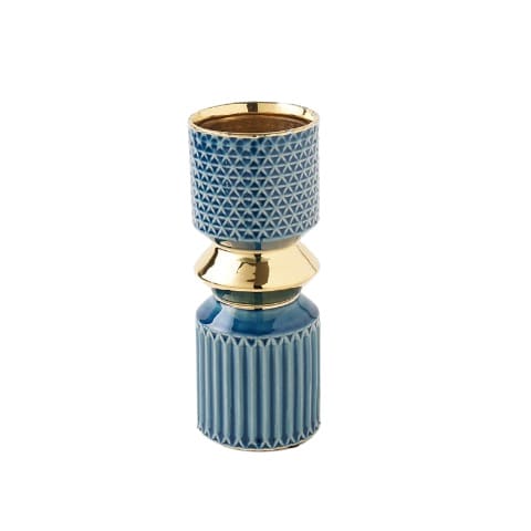 Vase Design touche luxueuse courbe audacieuse en Céramique Modèle Bleu S.