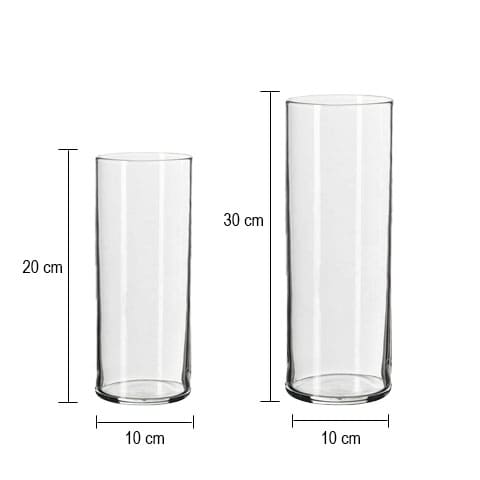 Vase longiligne transparent décoratif en Verre dimensions modèles Grand & Petit
