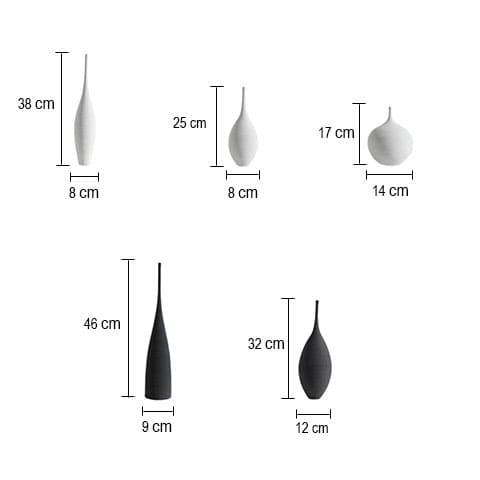 Vase moderne design noir ou blanc en Céramique dimensions tous les modèles.