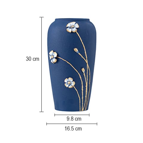 Vase monochrome bleu ou noir en Céramique dimensions des modèles Bleu et Noir.