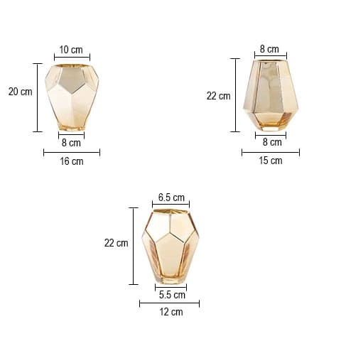 Vase or formes pierre précieuse en Verre dimensions styles A & B & C