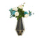 Présentation vase noir et doré modèle S avec bouquet de fleurs