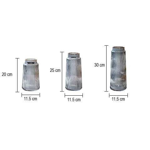 Vase rayé de couleur avec bordure liseré Doré en Verre dimensions tous les modèles.