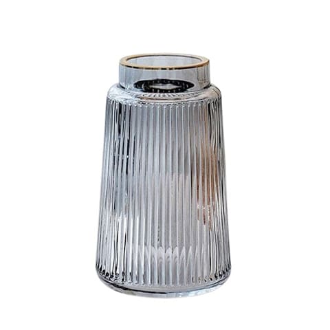 Vase rayé de couleur avec bordure liseré doré en verre présentation modèle Gris S.