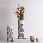 Vase Rectangulaire Lignes Noires sur Fond Blanc - Vignette | Vase Cute