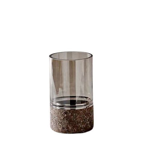 Vase scandinave translucide en verre modèle Tubulaire 20cm.