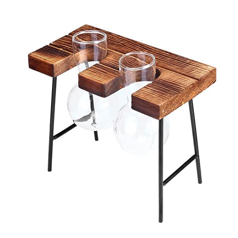 Vase soliflore bulle avec plateau en bois en Verre & bois taille M