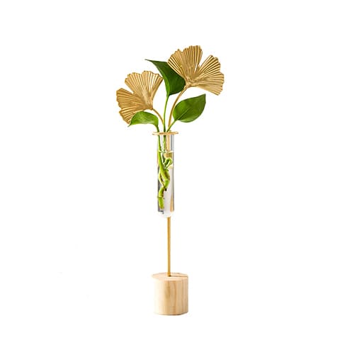 Vase soliflore encadrement feuille gold en Verre & Métal Gingko taille Petit