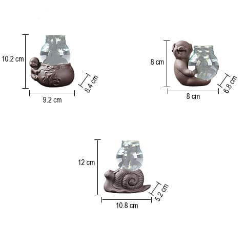 Vase soliflore mini pot thème pastoral en Verre et Céramique, dimensions tous les styles A, B et C.