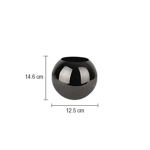 Vase sphérique moderne design raffiné en Métal dimensions modèles Noir, Or et Rose Gold.
