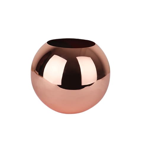 Vase sphérique moderne design raffiné présentation modèle Rose Gold.