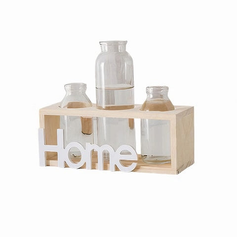 Cadre avec soliflores home présentation modèle bois sur fond blanc