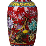 Grand Vase Chinois Ancien Rouge Motif Nature   (Porcelaine) - Vignette | Vase Cute