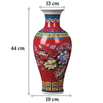 Grand Vase Chinois Ancien Rouge Motif Nature   (Porcelaine) - Vignette | Vase Cute