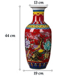 Grand Vase Chinois Ancien Rouge Motif Nature   (Porcelaine) - Vignette | Vase Cute