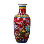 Grand Vase Chinois Ancien Rouge Motif Nature   (Porcelaine) - Vignette | Vase Cute