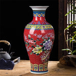 Grand Vase Chinois Ancien Rouge Motif Nature   (Porcelaine) - Vignette | Vase Cute