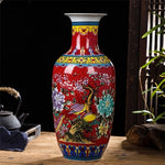 Grand Vase Chinois Ancien Rouge Motif Nature   (Porcelaine) - Vignette | Vase Cute