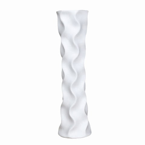 Grand vase décoratif vagues ondulées en céramique modèle Blanc 58cm.