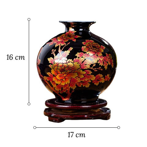 Petit vase chinois ancien noir motifs fleurs dimensions du modèle A