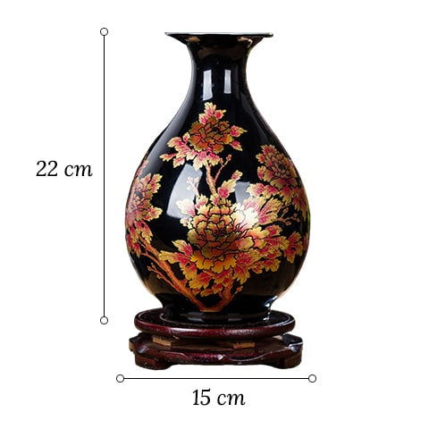 Petit vase chinois ancien noir motifs fleurs dimensions du modèle B