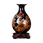 Petit Vase Chinois Ancien Noir Motifs Fleurs   (Céramique) - Vignette | Vase Cute