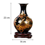 Petit Vase Chinois Ancien Noir Motifs Fleurs   (Céramique) - Vignette | Vase Cute