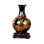 Petit Vase Chinois Ancien Noir Motifs Fleurs   (Céramique) - Vignette | Vase Cute