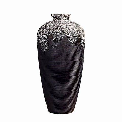 Petit vase design lignes circulaires en céramique noir et blanc
