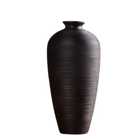 Petit vase design lignes circulaires en céramique Noir