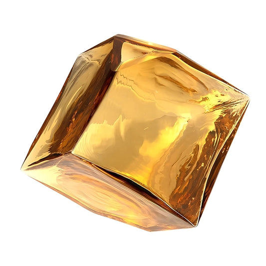 Soliflore Ambre Cubique Translucide Hydroponique présentation du modèle Grand sur fond blanc sans fleurs.