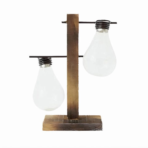 Soliflore ampoule avec support socle en bois modèle Duo