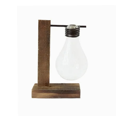 Soliflore ampoule avec support socle en bois modèle Solo