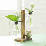 Soliflore ampoule avec support socle   (Verre & bois) - Vignette | Vase Cute