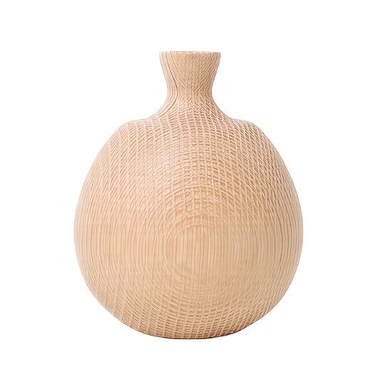 Soliflore Boule avec Col Fin en Bois modèle A sur fond blanc sans fleurs.