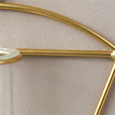 Soliflore cadre mural géométrique en verre et fer forgé, détails du cadre en Fer forgé doré.