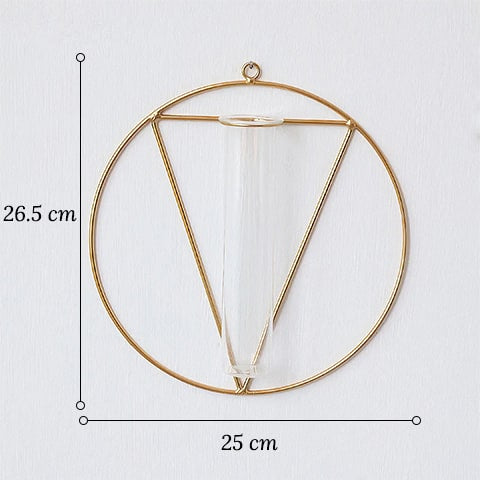 Soliflore cadre mural géométrique en verre et fer forgé dimensions du modèle Circulaire.