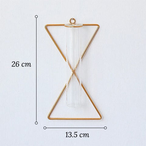 Soliflore cadre mural géométrique en verre et fer forgé dimensions du modèle Sablier.