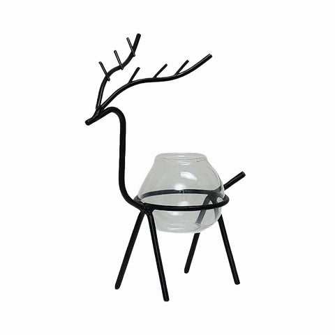 Soliflore design cerf majestueux modèle A Noir sur fond blanc