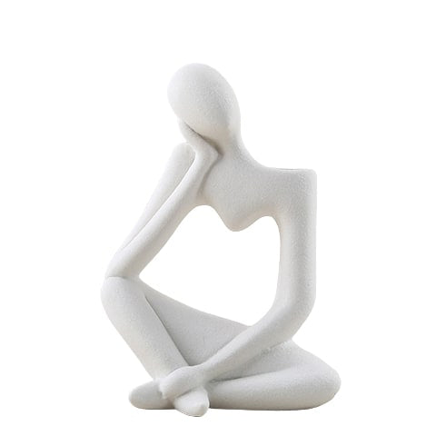 Soliflore design figurine pensive modèle blanc