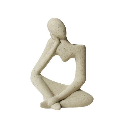 Soliflore design figurine pensive modèle gris