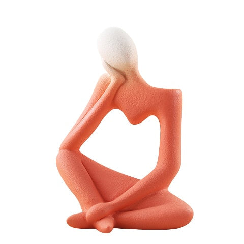 Soliflore design figurine pensive modèle rouge brique